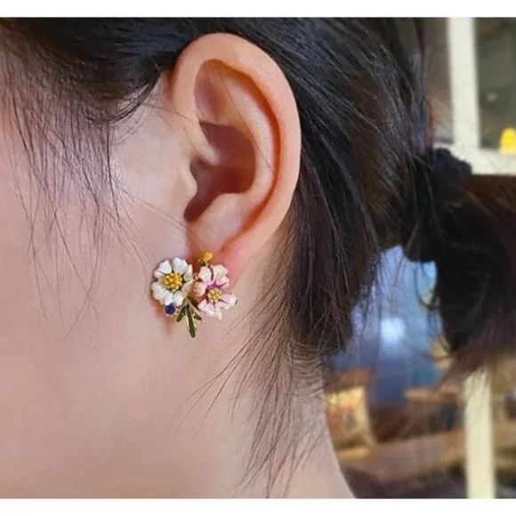 Small daisy glaze niche earrings - Picture 2 of 6